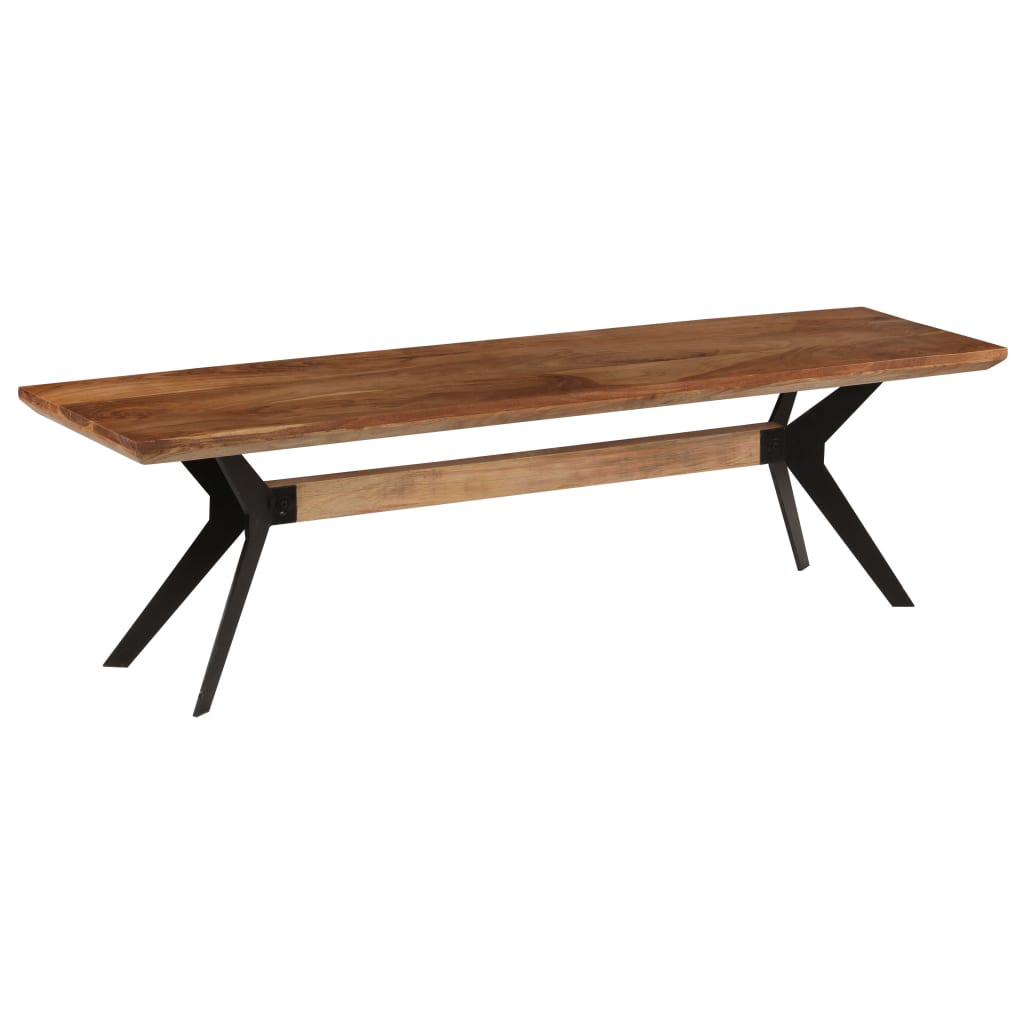 Dining Bench Solid Acacia Wood And Steel Brown 246318