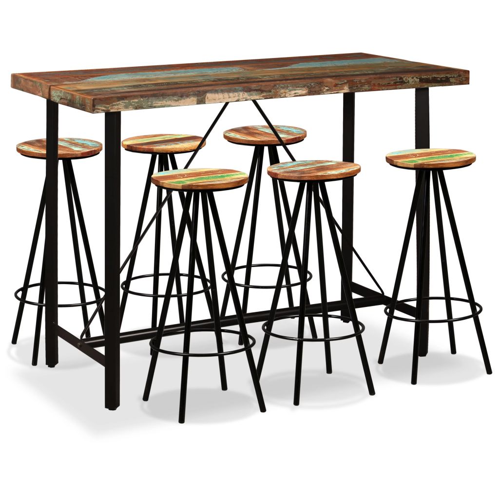 Bar Set S Solid Reclaimed Wood Brown 275140