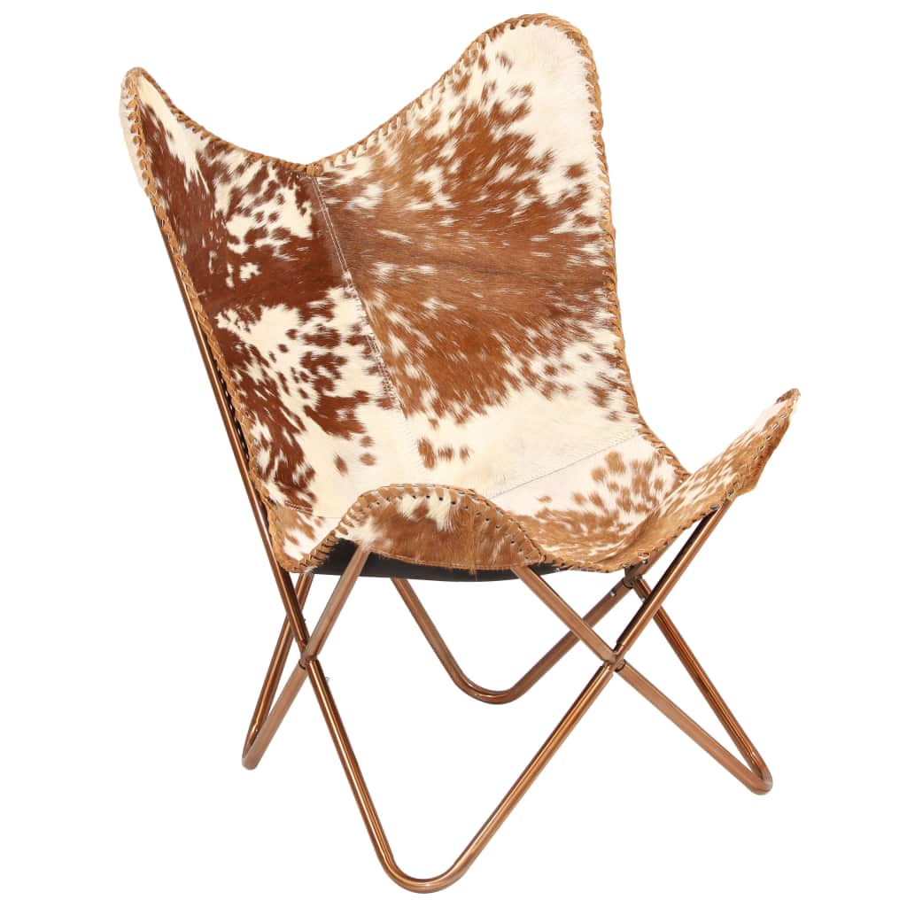 Butterfly Chair And White Genuine Goat Leather Black 246390