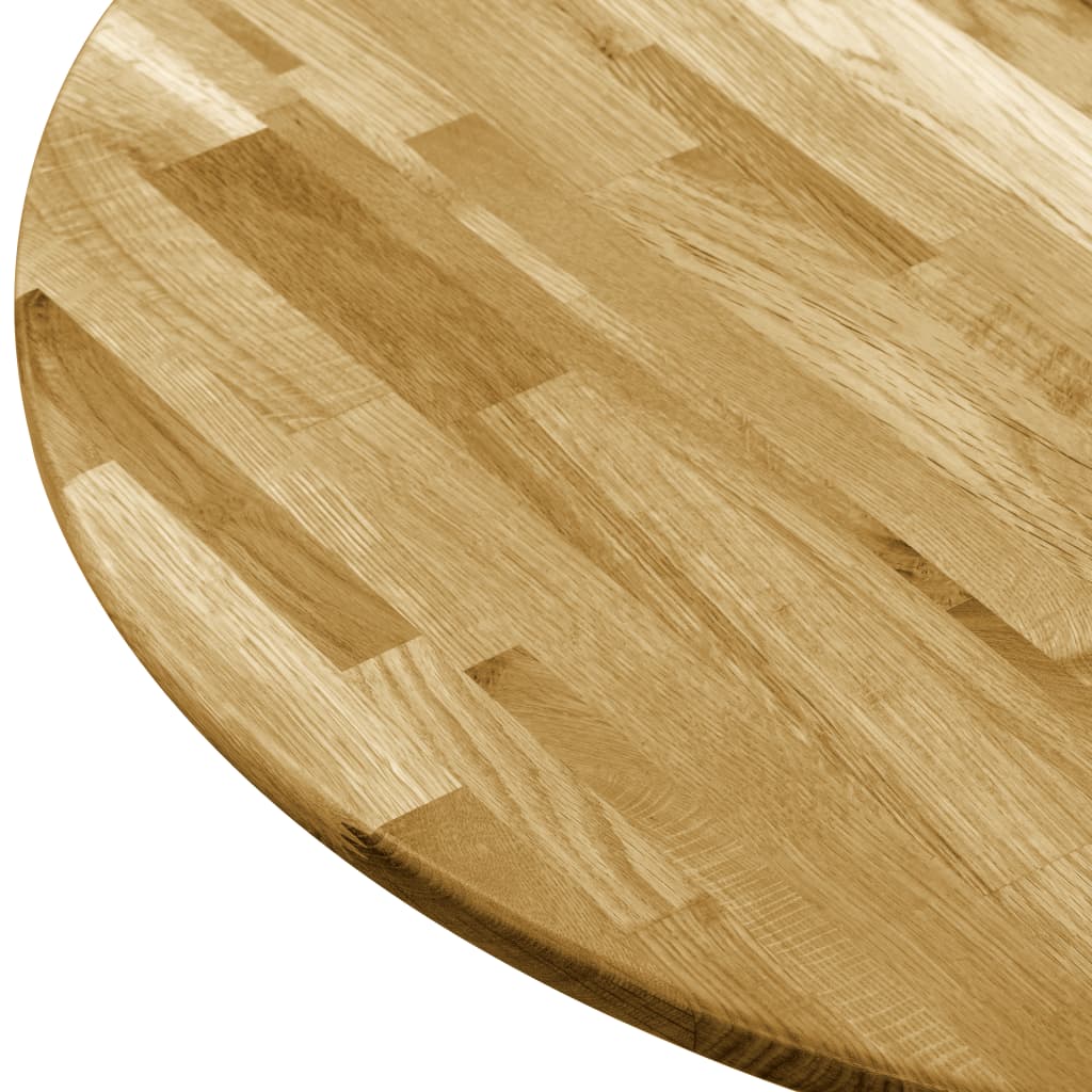 Table Top Solid Oak Wood Round Brown 245981