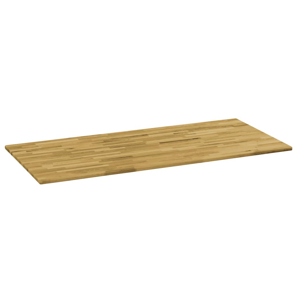 Table Top Solid Oak Wood Rectangular Brown 245990
