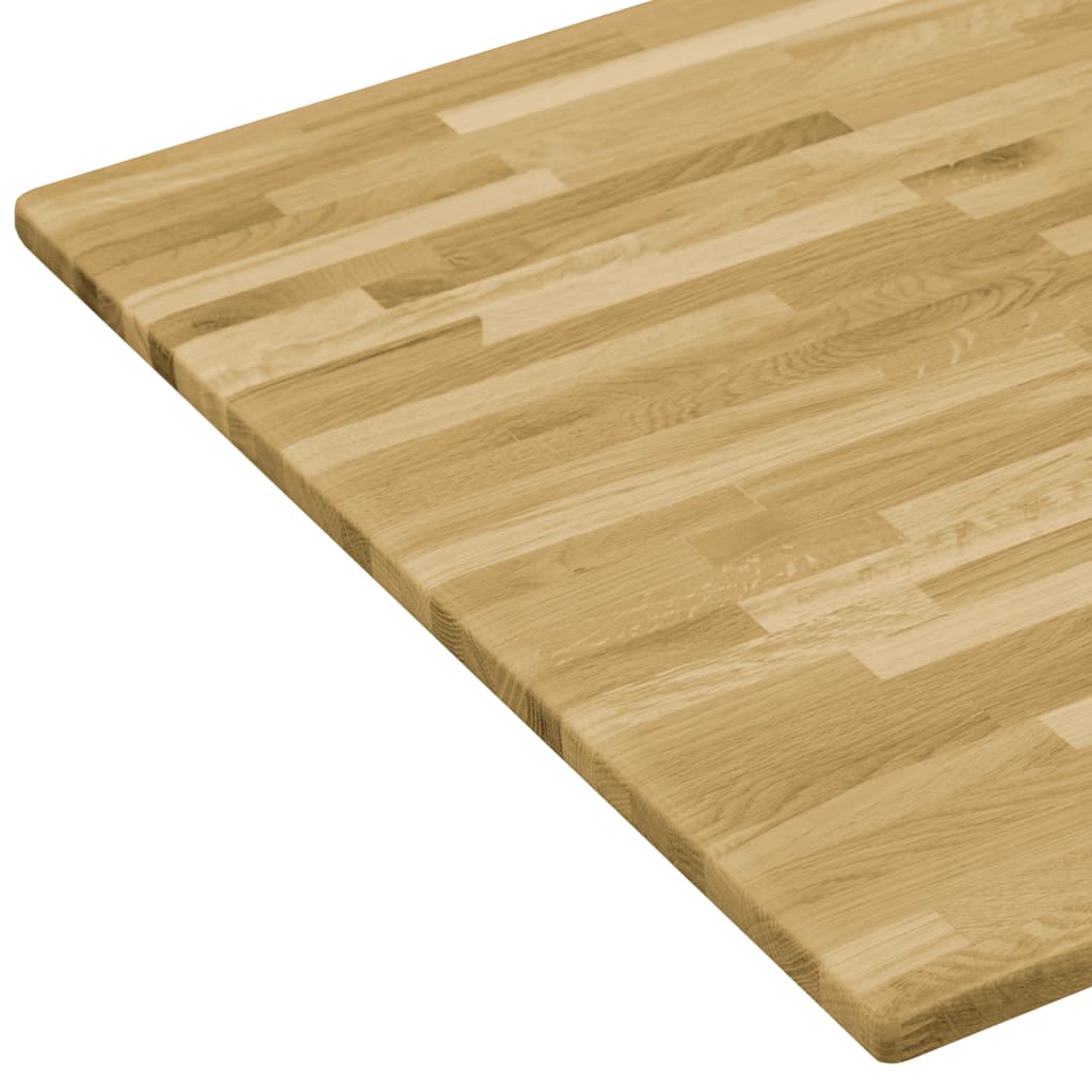 Table Top Solid Oak Wood Rectangular Brown 245990