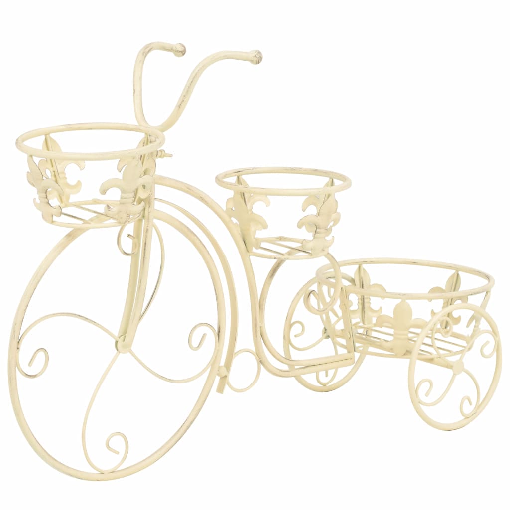 Plant Stand Bicycle Shape Vintage Style Metal White 245931