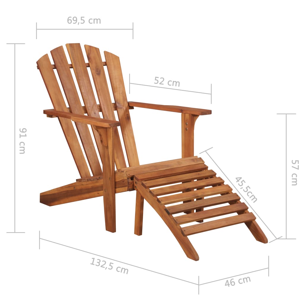 Patio Adirondack Chair With Footrest Solid Acacia Wo 44117