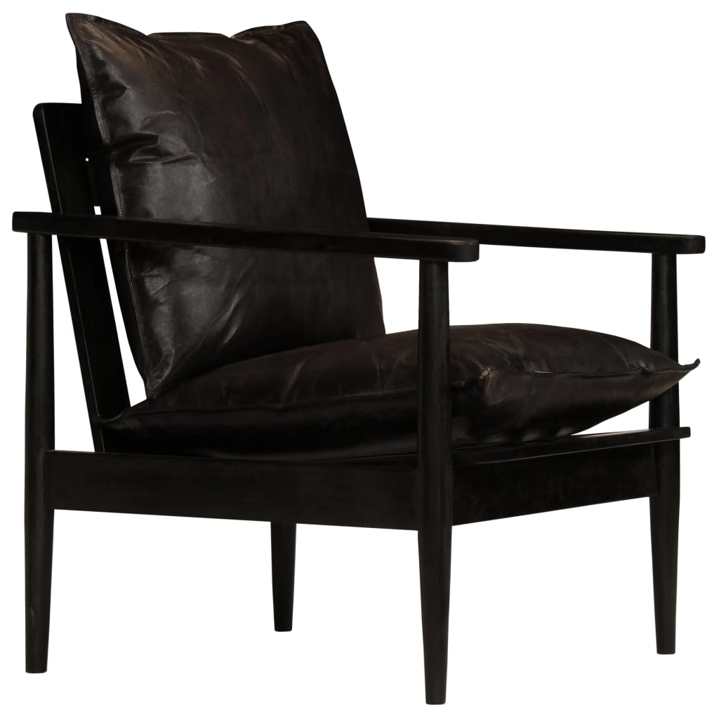Armchair Real Leather With Acacia Wood Brown 246480