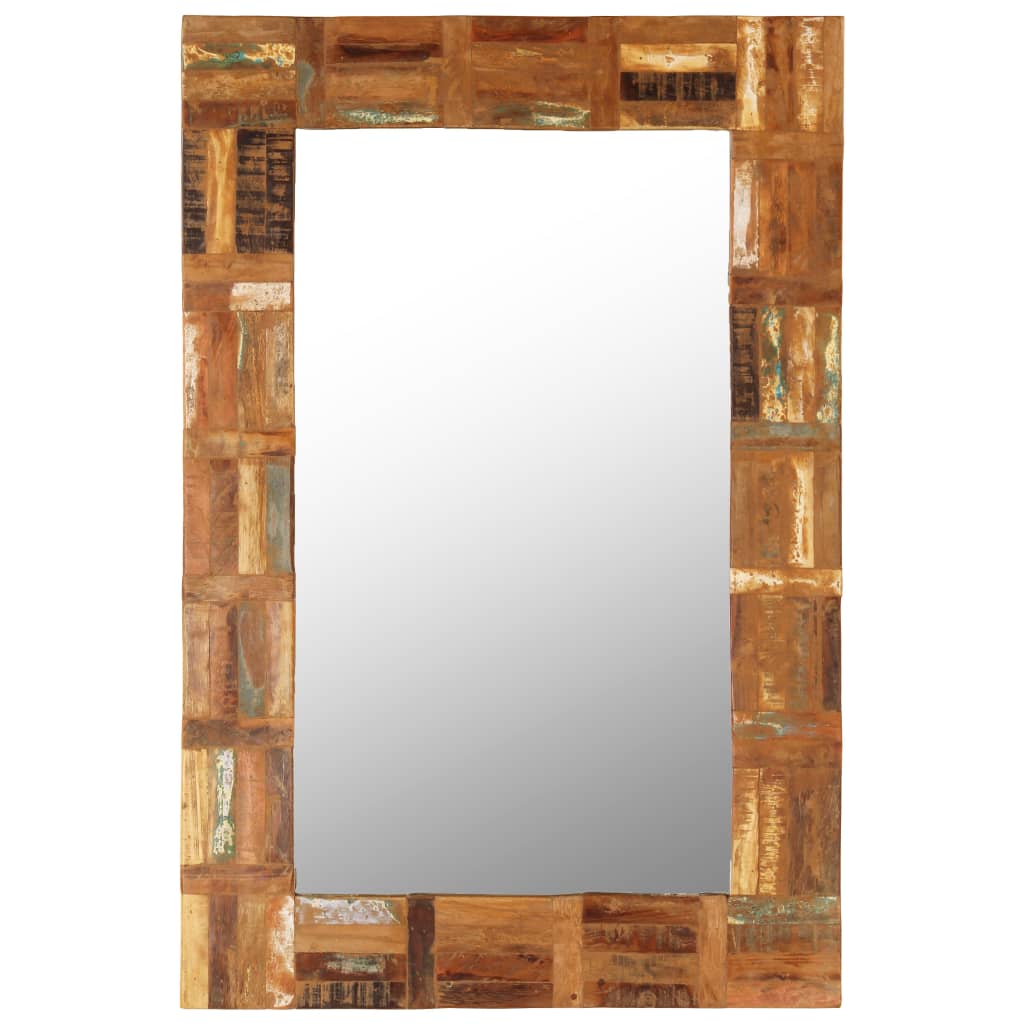 Wall Mirror Solid Reclaimed Wood Brown 246417