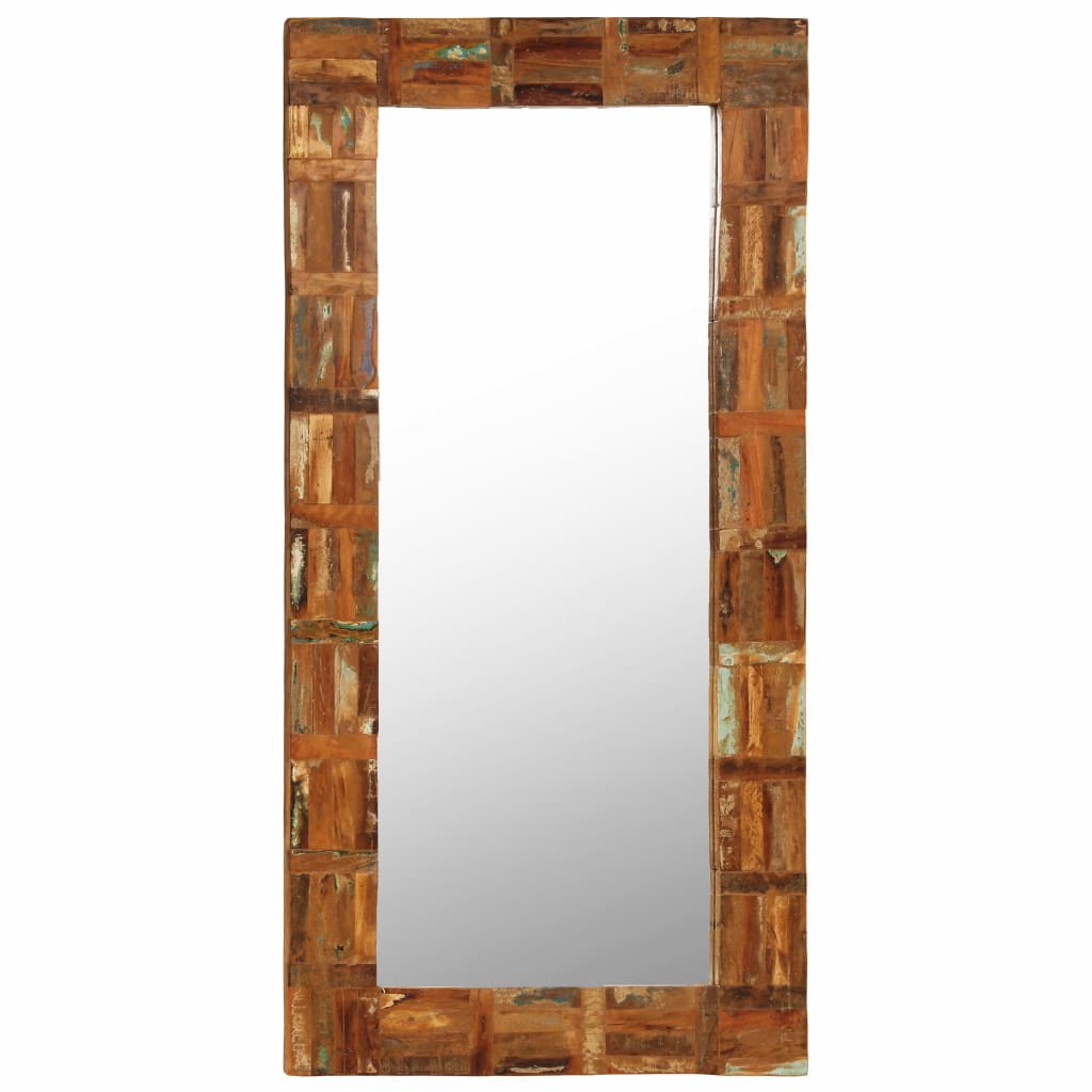 Wall Mirror Solid Reclaimed Wood Brown 246418