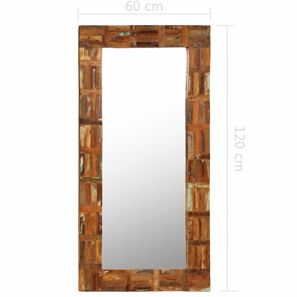 Wall Mirror Solid Reclaimed Wood Brown 246417