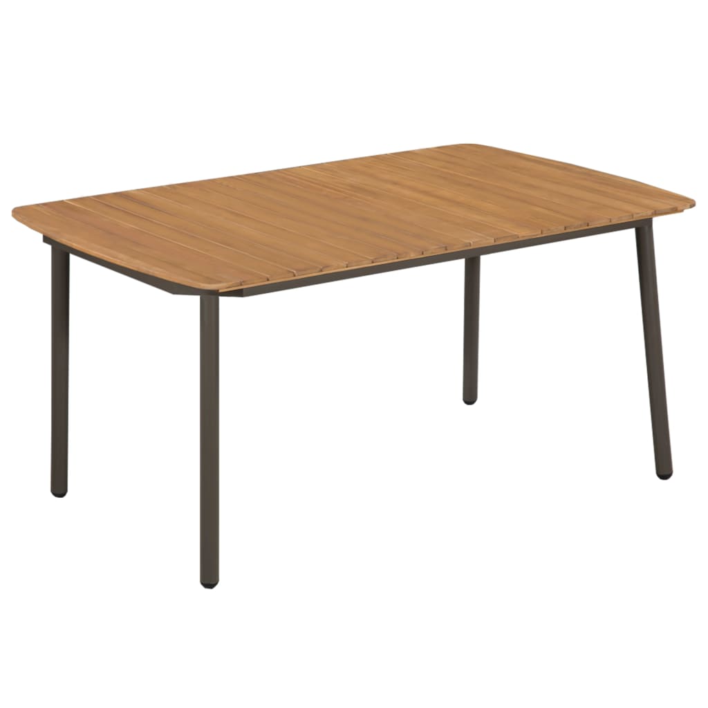 Patio Table Solid Acacia Wood And Steel Brown 44233