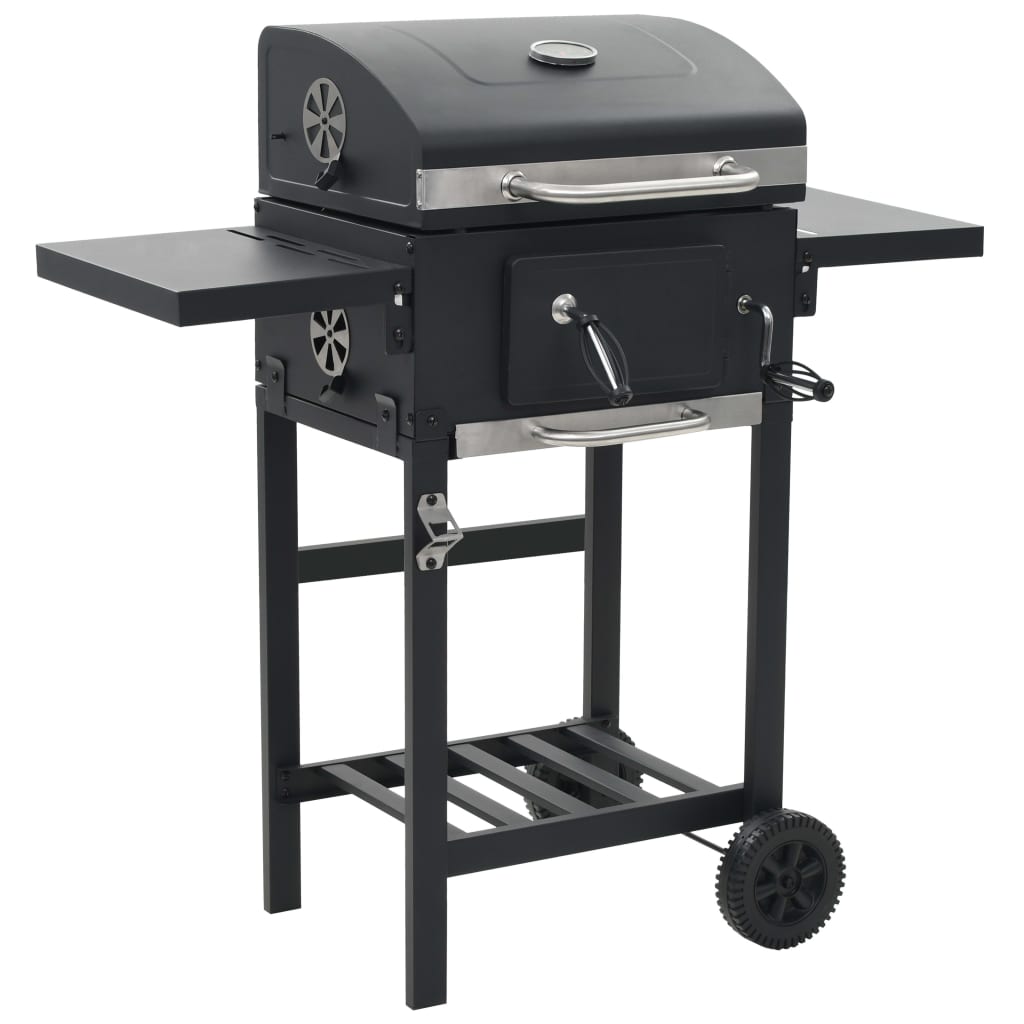Charcoal Fueled Bbq Grill With Bottom Shelf Black 44280