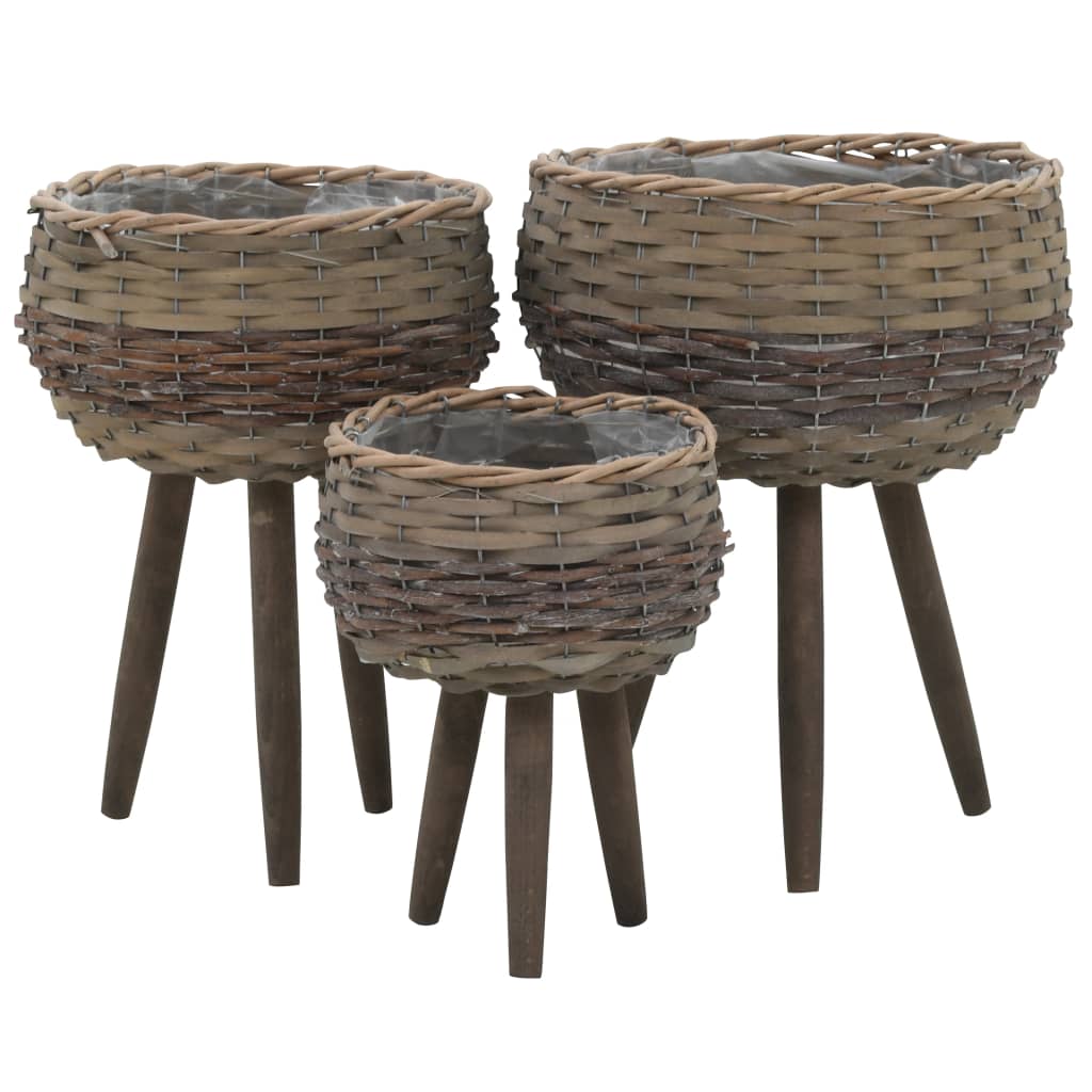 Planter Wicker With Pe Lining Brown 246825