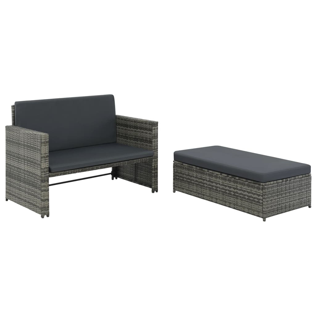 Patio Lounge Set With Cushions Poly Rattan Gray Grey 44483
