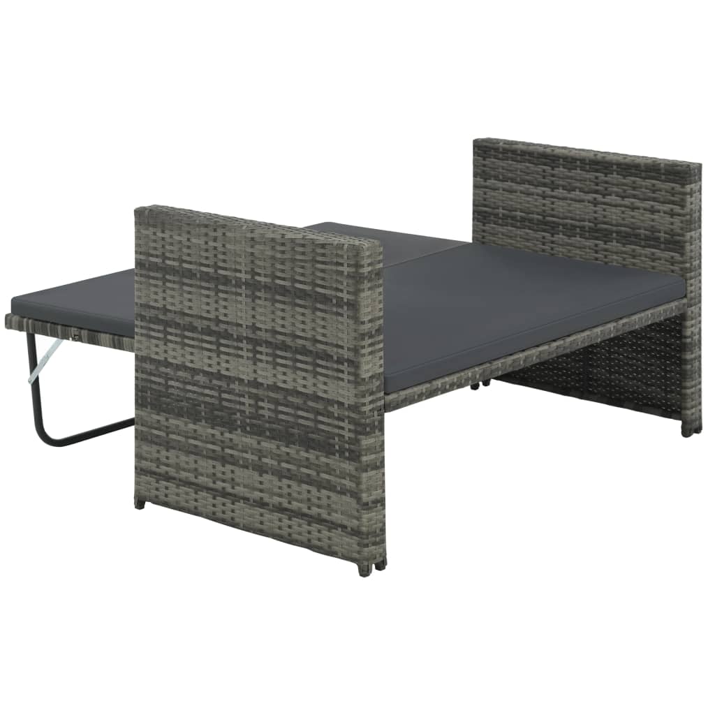Patio Lounge Set With Cushions Poly Rattan Gray Grey 44483