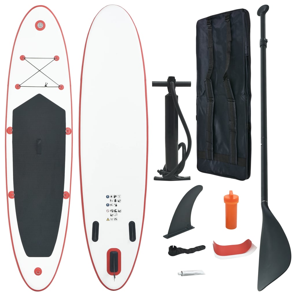 Inflatable Stand Up Paddleboard Set And White Red 91581