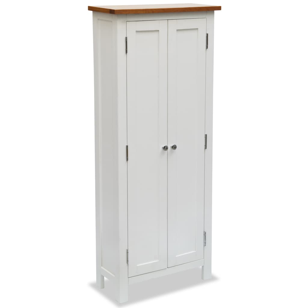 Media Storage Cabinet Solid Oak Wood White 247054
