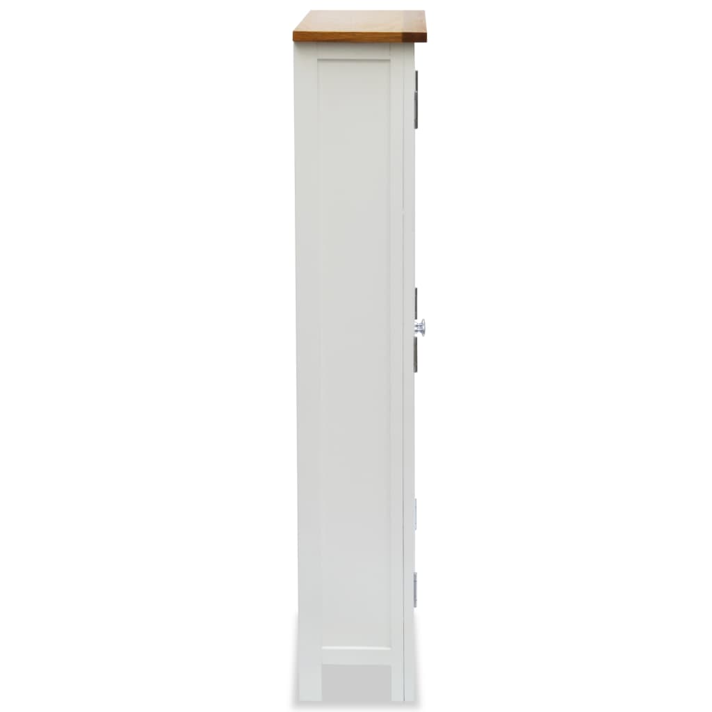 Media Storage Cabinet Solid Oak Wood White 247054