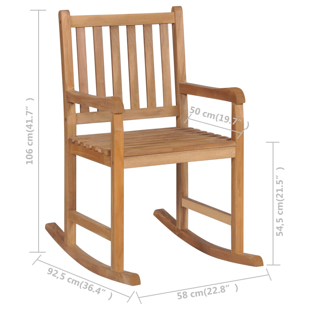 Rocking Chair Solid Teak Wood Brown 44992