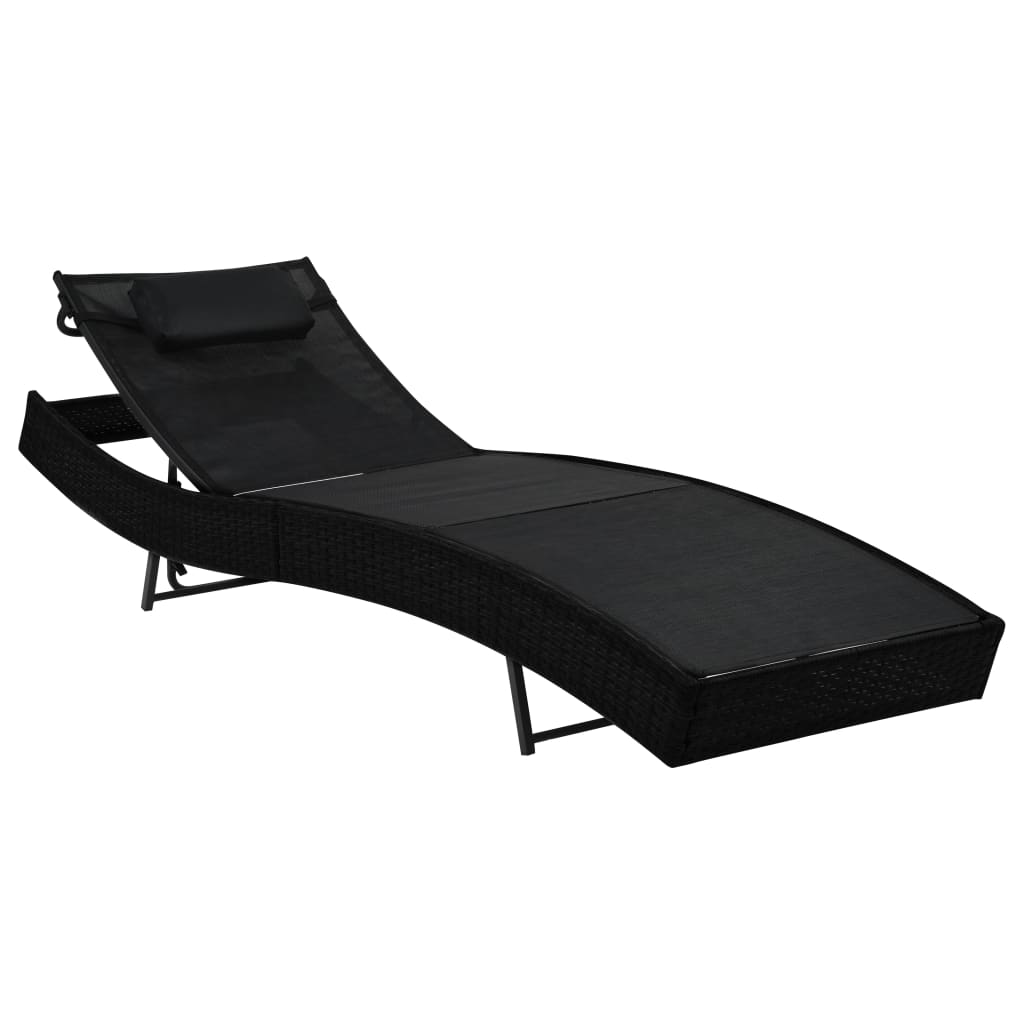 Sun Lounger With Pillow Poly Rattan Brown 44716
