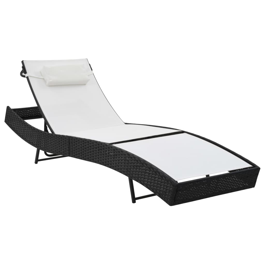 Sun Lounger With Pillow Poly Rattan Brown 44716
