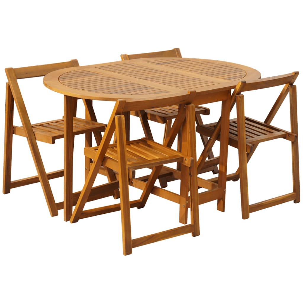Folding Patio Dining Set Solid Acacia Wood Brown 45594