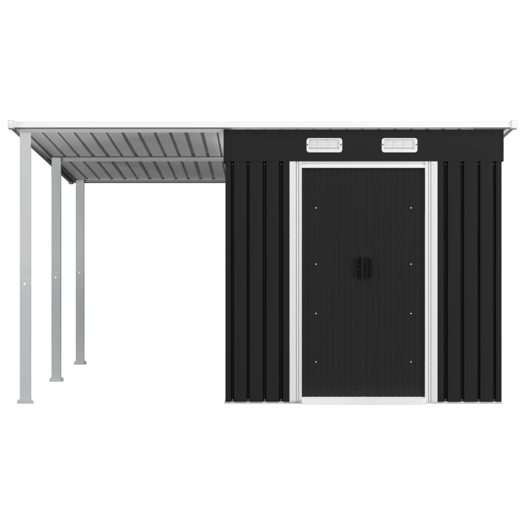 Garden Shed With Extended Roof Anthracite Steel Grey 144040