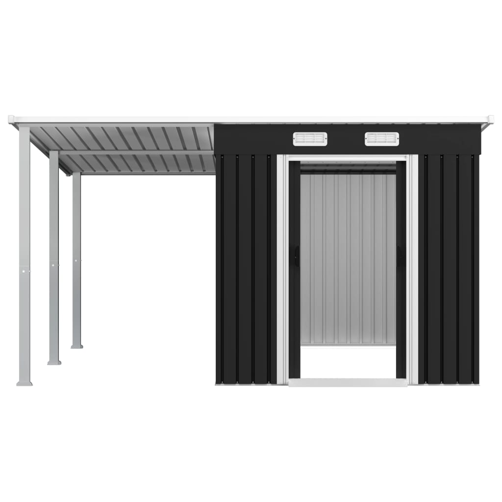Garden Shed With Extended Roof Anthracite Steel Grey 144040