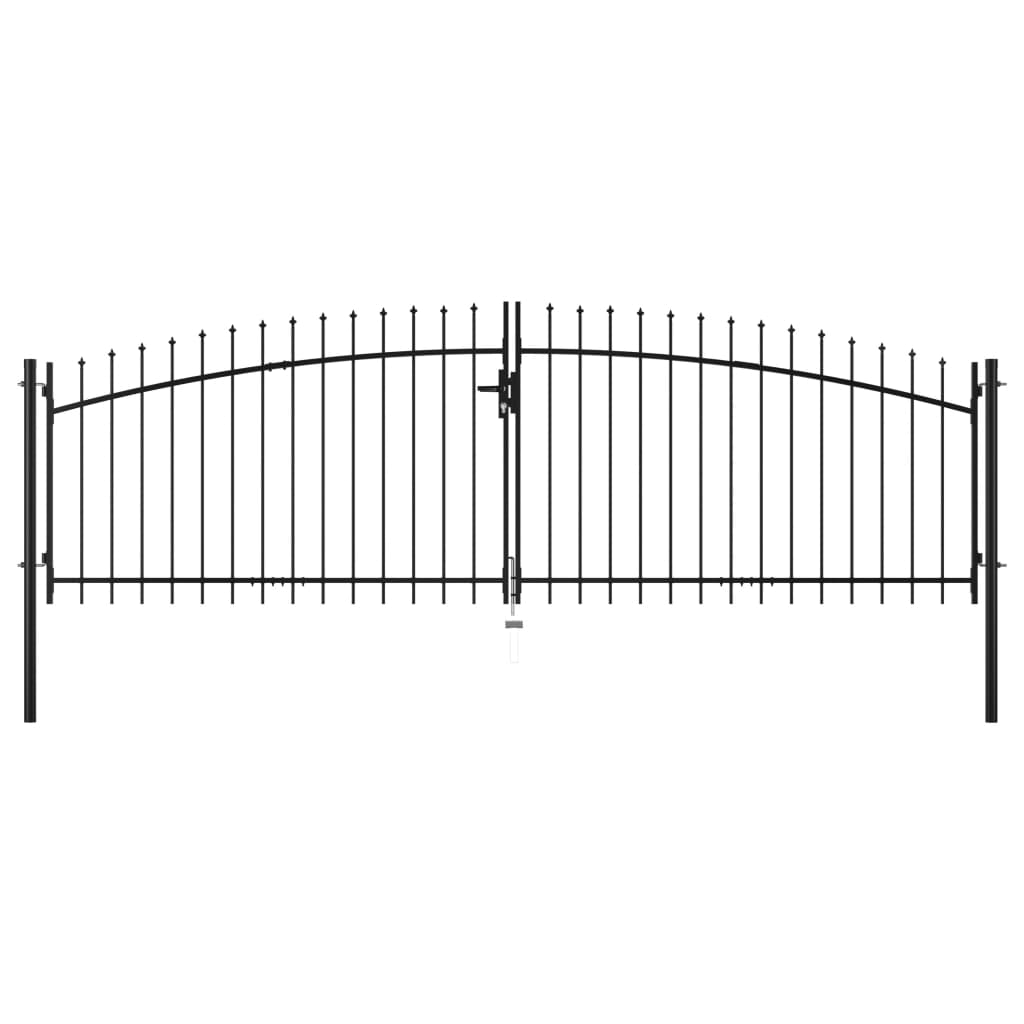 Single Door Fence Gate With Hoop Top Black 144361