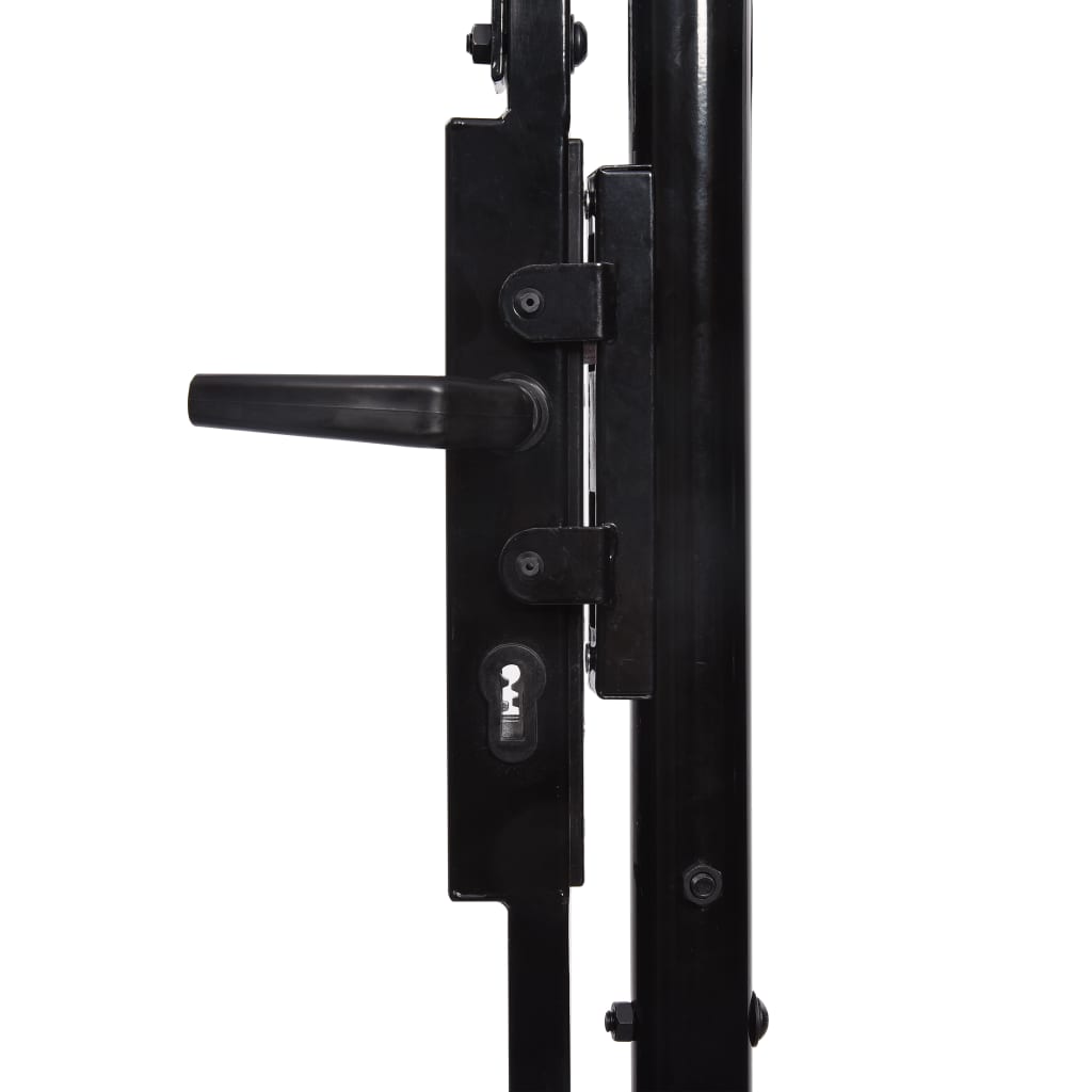Double Door Fence Gate With Spear Top Black 144360