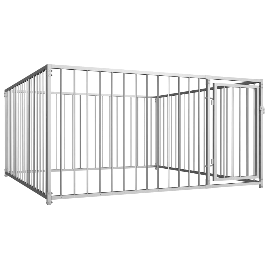 Outdoor Dog Kennel Silver 144487