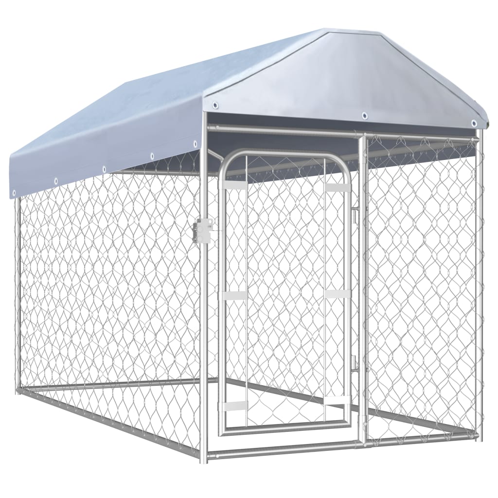 Outdoor Dog Kennel Silver 144490