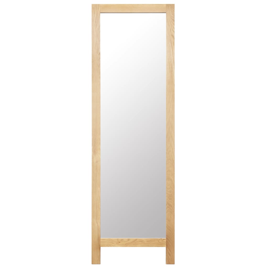 Freestanding Mirror Solid Oak Wood Brown 247454