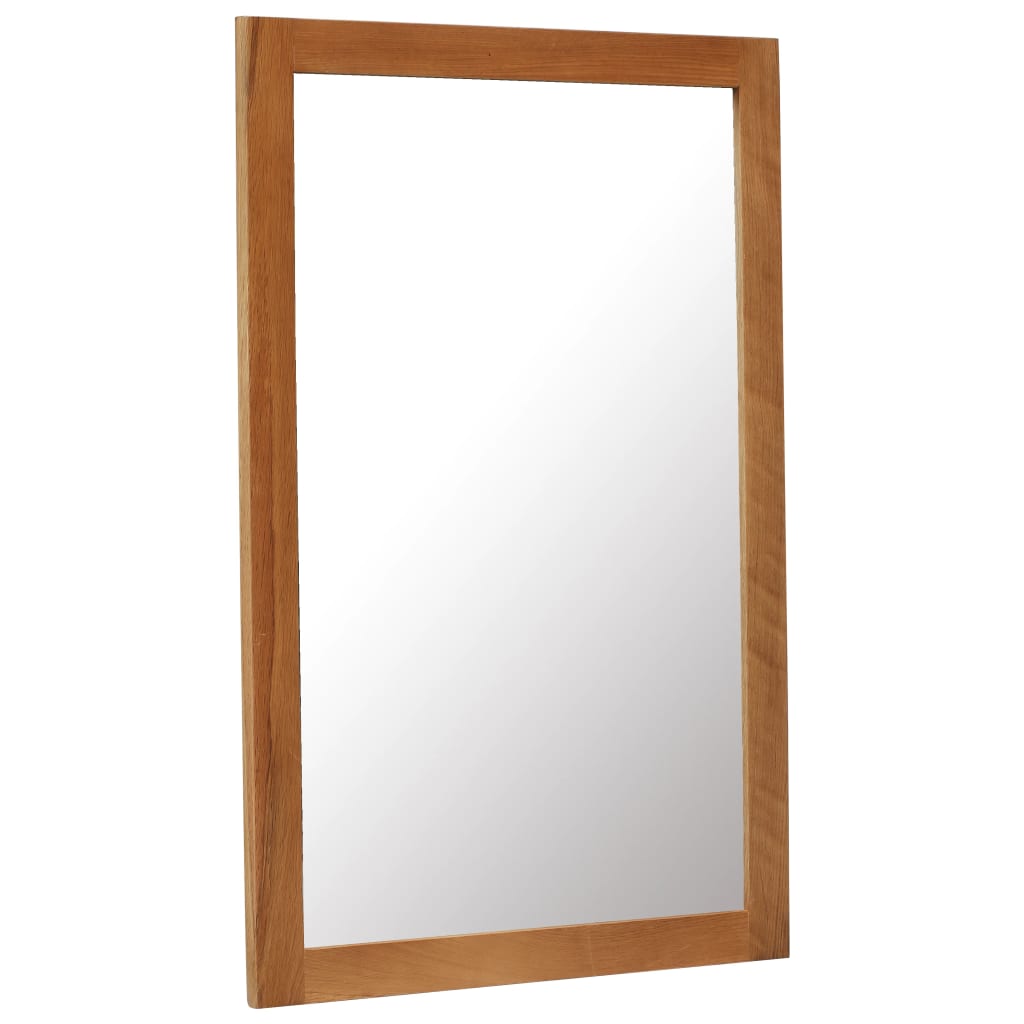 Freestanding Mirror Solid Oak Wood Brown 247454