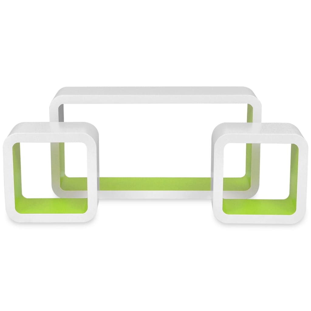 Wall Cube Shelves White And Green 275980