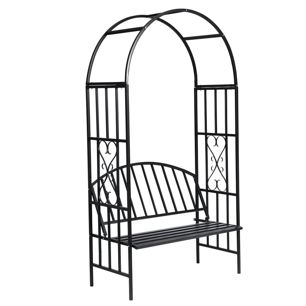 Garden Rose Arch With Bench Black 40545