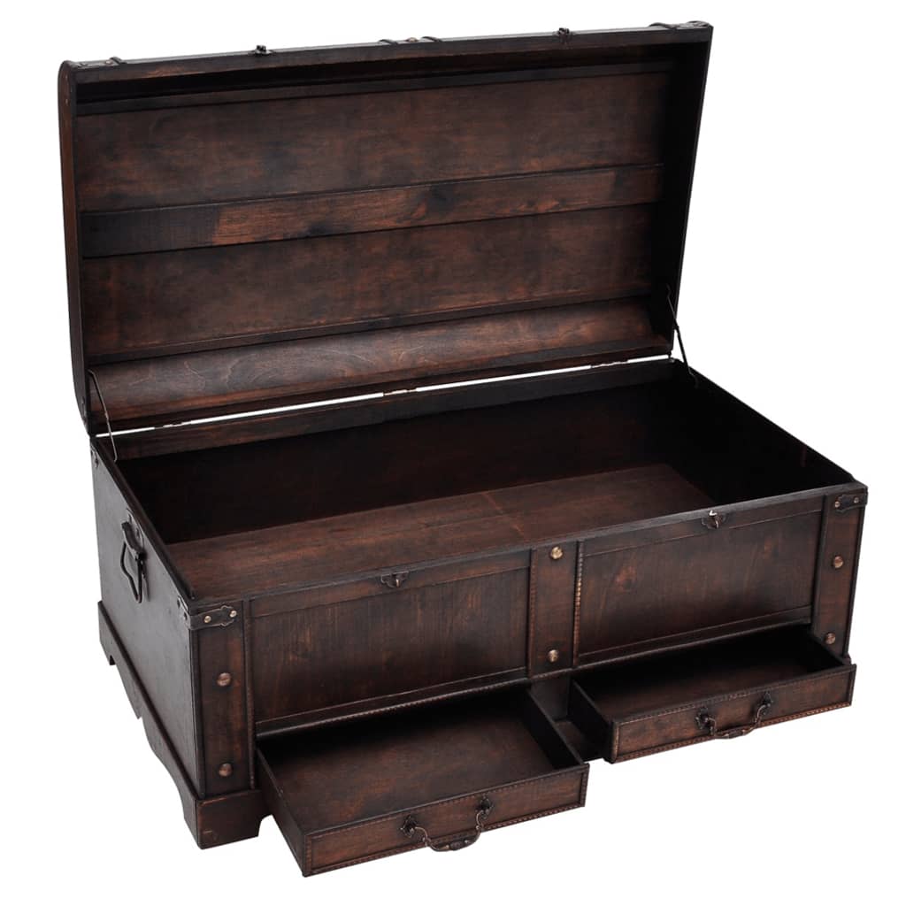 Wooden Treasure Chest Large Mocha Brown 60796