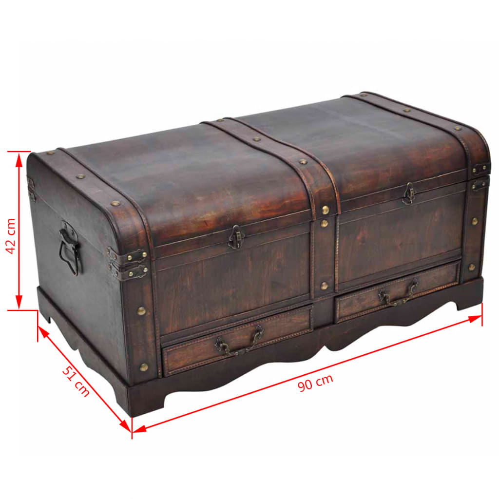 Wooden Treasure Chest Large Mocha Brown 60796