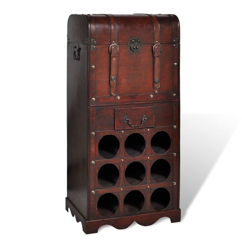 Wooden Wine Rack For Bottles With Storage Red 240506