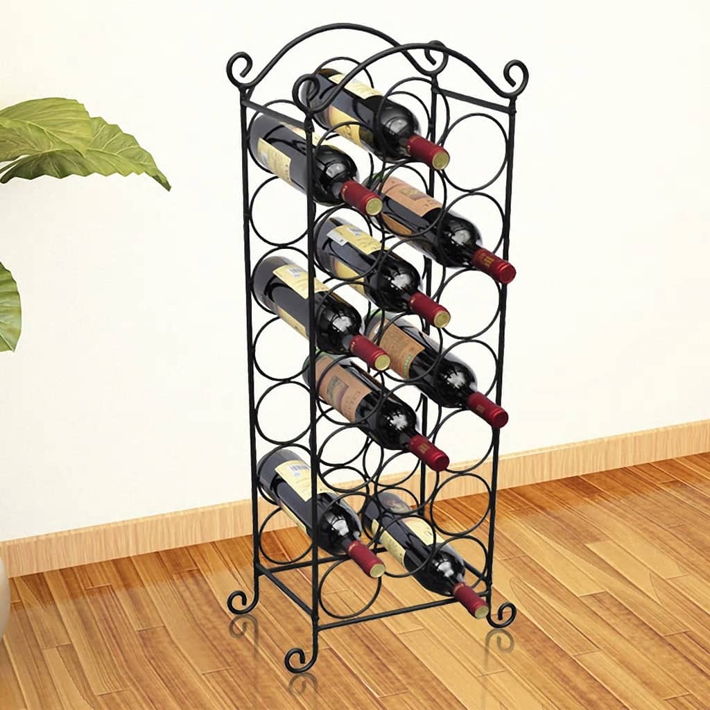 Wine Rack For Bottles Metal Black 50206