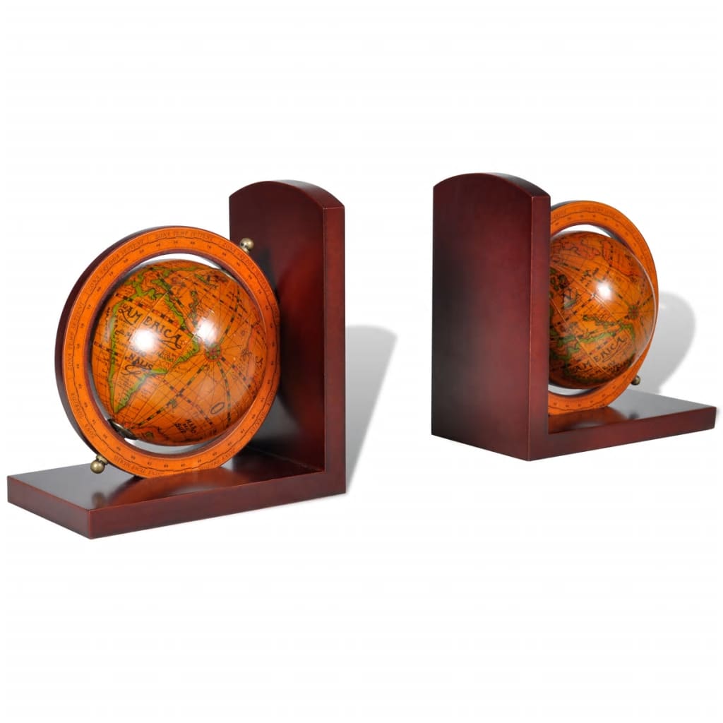 Bookstand World Map Globe Bookend Classic A Pair Bro 240729