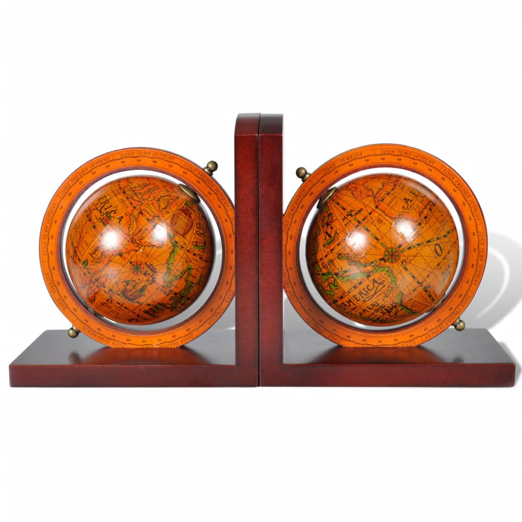 Bookstand World Map Globe Bookend Classic A Pair Bro 240729
