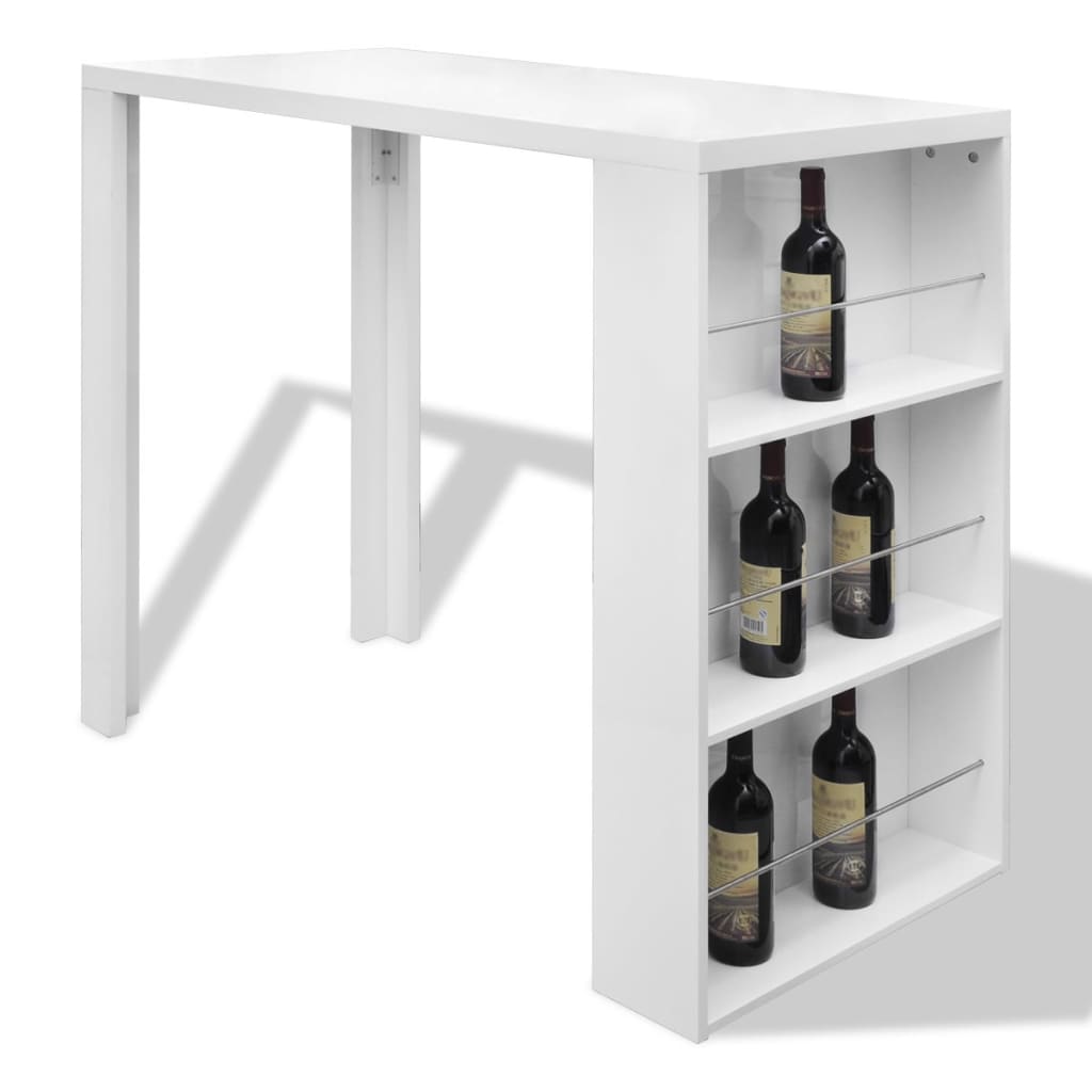 Bar Table Mdf With Wine Rack High Gloss White 240820