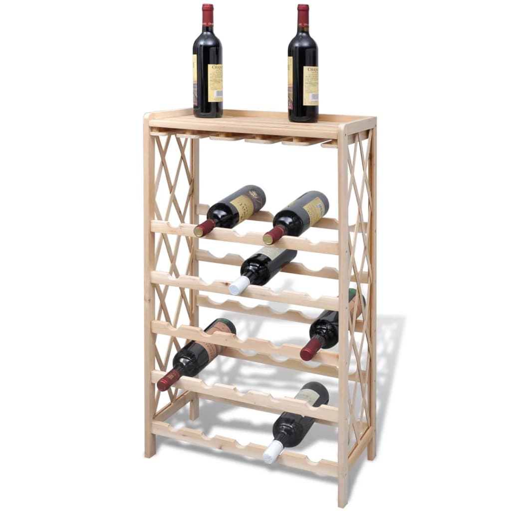 Wine Rack For Bottles Solid Fir Wood Brown 241068
