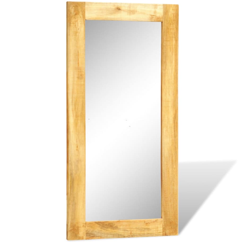 Solid Wood Framed Rectangle Wall Mirror Brown 241089