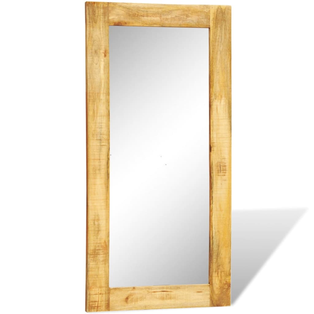 Solid Wood Framed Rectangle Wall Mirror Brown 241089
