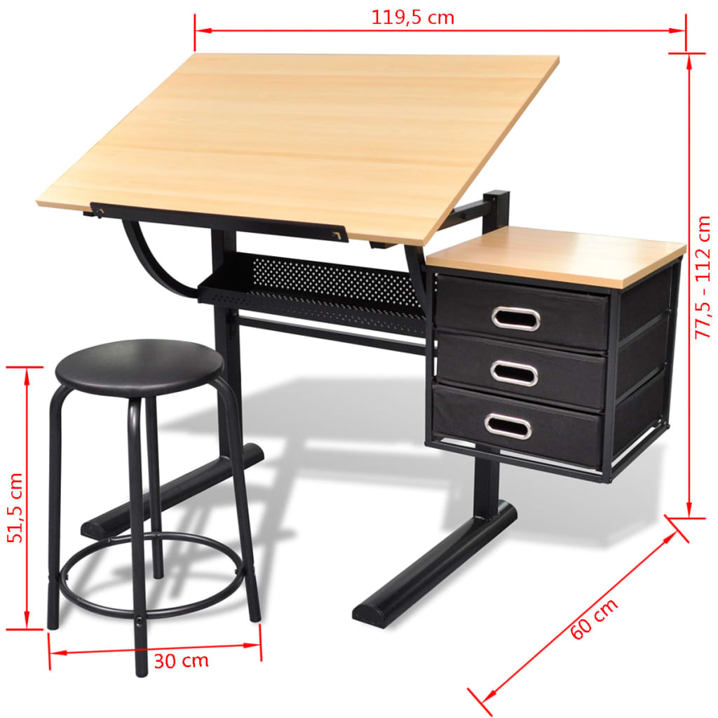 Two Drawers Tiltable Tabletop Drawing Table With Sto 20087