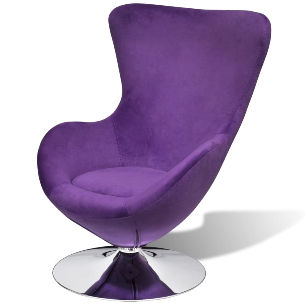 Swivel Egg Chair With Cushion Small Velvet Purple 241177