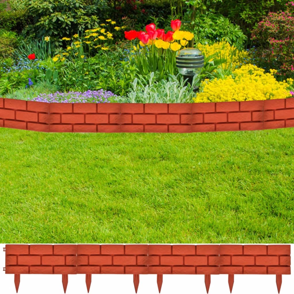 Lawn Divider With Brick Design Red 141257