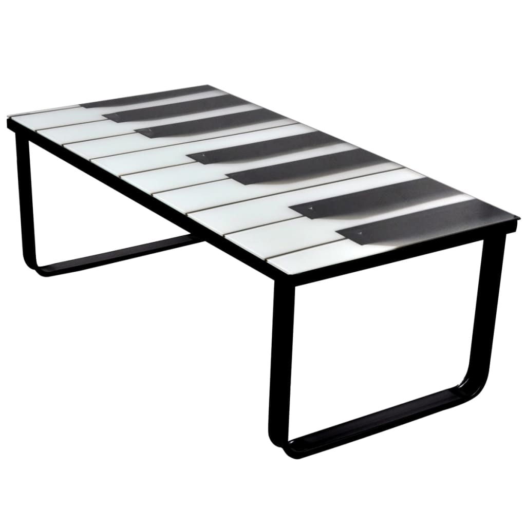 Coffee Table With Piano Printing Glass Top Multicolo 241174