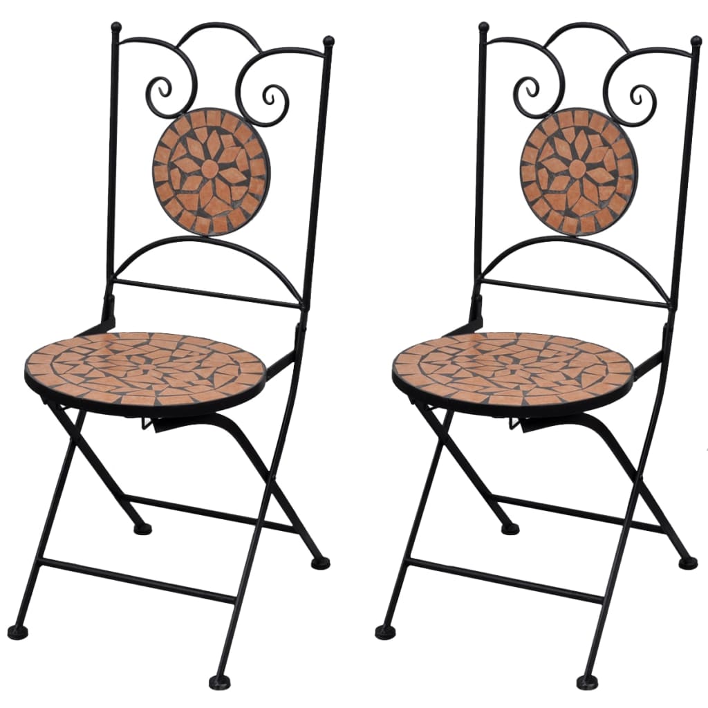 Folding Bistro Chairs Ceramic Terracotta Red 41529