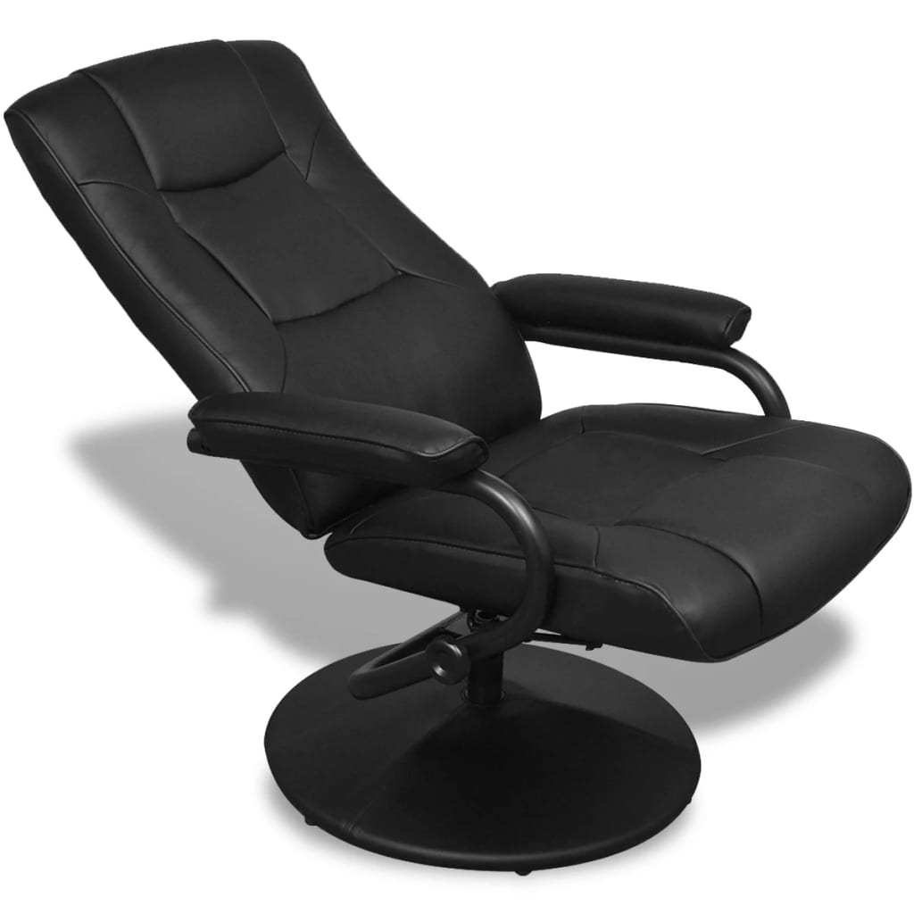 Tv Armchair With Footstool Faux Leather Black 241535